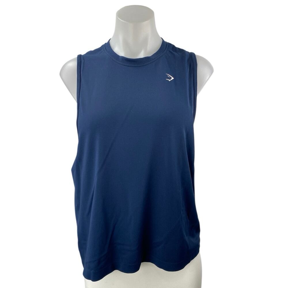 Gymshark Women's Blue Crewneck Sleeveless Activewear Muscle Tee Tank Top Size L